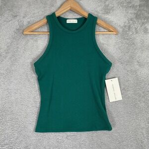 Frankee & Skylarr Tank Top Womens Small Green Ribbed High Neck Racerback Basic